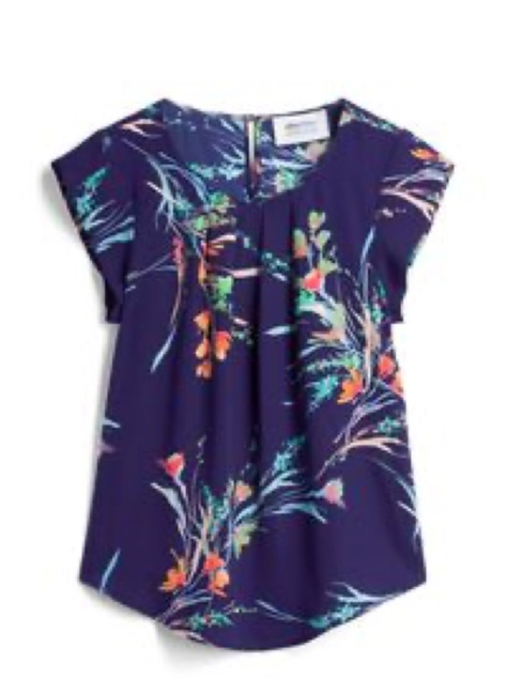 Alice Blue Navy Floral Cap-Sleeve Blouse